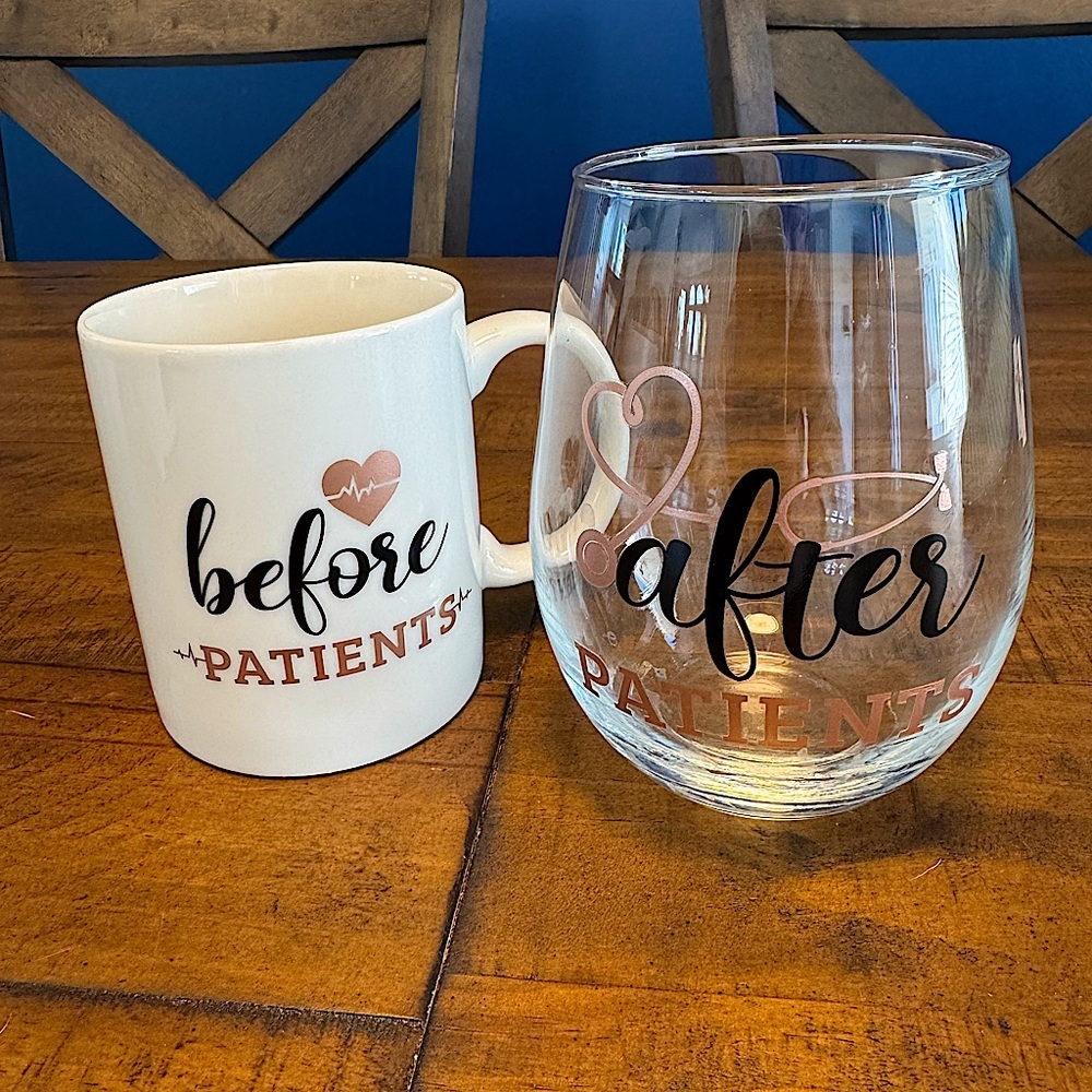 Before and After Patients Mug and Wine‎ Glass Set